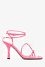 Bottega Veneta Pink Leather Strappy Heels Size 38.5