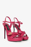 Dolce & Gabbana Dark Pink Leather Strappy Platform Heels Size 40