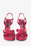 Dolce & Gabbana Dark Pink Leather Strappy Platform Heels Size 40