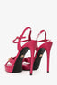 Dolce & Gabbana Dark Pink Leather Strappy Platform Heels Size 40