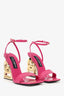 Dolce & Gabbana Pink Leather Coc Embossed Strappy GHW 'DG' Heels Size 39