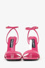 Dolce & Gabbana Pink Leather Coc Embossed Strappy GHW 'DG' Heels Size 39
