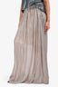 Ellery Silver Silk Metallic Pleated Maxi Skirt Size 6