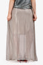 Ellery Silver Silk Metallic Pleated Maxi Skirt Size 6