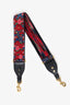 Christian Dior Red/Blue Floral Embroidered Bag Strap