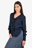See by Chloe Navy Silk Ruffled Blouse Size 34