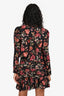 ALC Black/Red Floral Print Long Sleeve Cinched Mini Dress Size 2