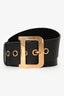 Christian Dior Black Leather 'Diorquake' Buckle Belt