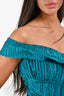 Cult Gaia Teal Pleated Ruched One Shoulder Asymmetrical Dress Size S