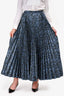 Erdem Blue/Black Floral Pleated Midi Skirt Size 4