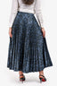 Erdem Blue/Black Floral Pleated Midi Skirt Size 4