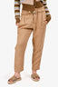 Brunello Cucinelli Beige Linen Beaded Drawstring Joggers Size 6