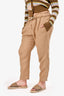 Brunello Cucinelli Beige Linen Beaded Drawstring Joggers Size 6