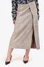 Brunello Cucinelli Grey Suede Crossover Midi Skirt Size 6