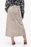 Brunello Cucinelli Grey Suede Crossover Midi Skirt Size 6