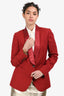 Brunello Cucinelli Red Linen Silk Lapel Blazer Size 40