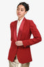 Brunello Cucinelli Red Linen Silk Lapel Blazer Size 40