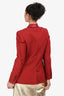 Brunello Cucinelli Red Linen Silk Lapel Blazer Size 40