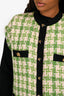 Gucci Green/White Houndstooth Wool Black Accent GG Button Up Vest Size 40
