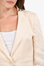 Loro Piana Cream Silk Mandarin Collar Blazer Size 42