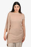 Brunello Cucinelli Beige Linen Knit Sequin Asymmetrical Top Size M/L