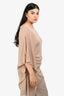 Brunello Cucinelli Beige Linen Knit Sequin Asymmetrical Top Size M/L