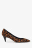 Saint Laurent Leopard Print Pony Skin Pointed Heels Size 38