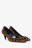Saint Laurent Leopard Print Pony Skin Pointed Heels Size 38