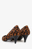Saint Laurent Leopard Print Pony Skin Pointed Heels Size 38