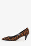 Saint Laurent Leopard Print Pony Skin Pointed Heels Size 38
