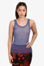 Jean Paul Gaultier Blue Sheer Sleeveless Top Size S