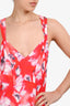 Iro Red/Pink Floral Print Ruffle Hem Sleeveless Dress Size 36