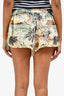 Zimmermann Green Multicolour Beach Print Cotton Linen Blend Shorts Size 1