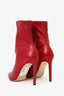 Jimmy Choo Red Leather Pointed Toe Boots Size 36.5