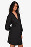 Ganni Black Crossover  Long Sleeve Mini Dress Size 34