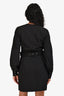 Ganni Black Crossover  Long Sleeve Mini Dress Size 34