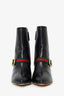 Gucci Black Leather Web Trim Buckle Heeled Boots Size 37.5