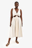 Farm Rio Cream Linen Blend Sleeveless Cut Out Midi Dress Size XL