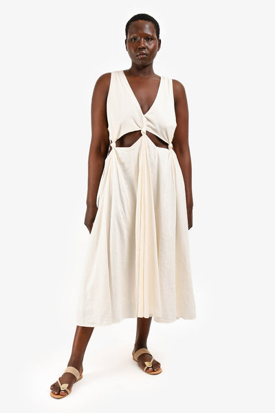Farm Rio Cream Linen Blend Sleeveless Cut Out Midi Dress Size XL – Mine &  Yours