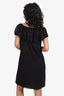 See by Chloe Black Crepe Silk Draped Mini Dress Size 6