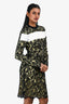 Louis Vuitton Black/Yellow Lace Leather Trim  Long Sleeve Midi Dress Size 36