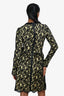 Louis Vuitton Black/Yellow Lace Leather Trim  Long Sleeve Midi Dress Size 36