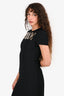 Louis Vuitton Black/Gold Metal Plaque Short Sleeves Shift Dress Size 34