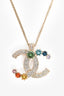 Pre-Loved Chanel™ 2019 Gold Toned Rainbow Crystal CC Necklace