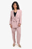 Brunello Cucinelli Dusty Rose Linen Double-Breasted Blazer (Size 38) + Trouser (Size 36) Suit Set
