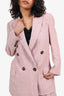 Brunello Cucinelli Dusty Rose Linen Double-Breasted Blazer (Size 38) + Trouser (Size 36) Suit Set