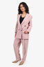 Brunello Cucinelli Dusty Rose Linen Double-Breasted Blazer (Size 38) + Trouser (Size 36) Suit Set