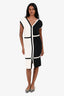 Pre-Loved Chanel™ Black/White Silk Knee Length Dress Size 40