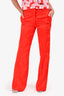 Victoria Beckham Red Jacquard Wide Leg Trousers Size 4