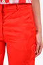 Victoria Beckham Red Jacquard Wide Leg Trousers Size 4